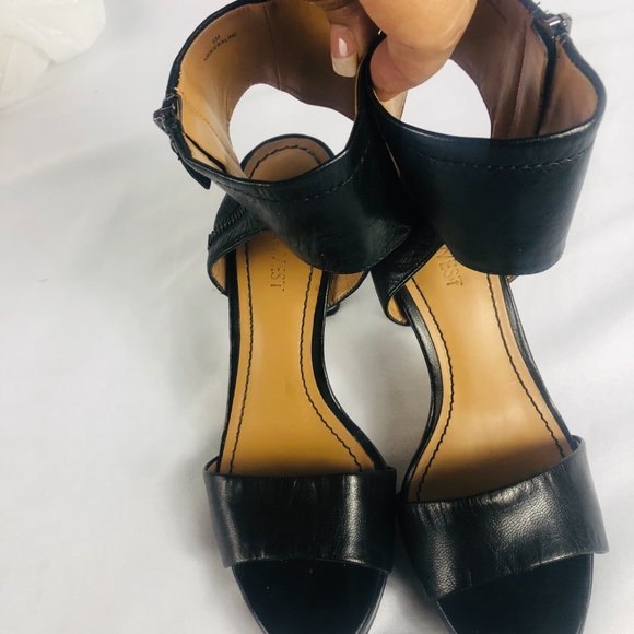 Black Nine West Sandal Ankle strap with Silver Heels 6M - Picture 3 of 12